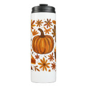 Glitzer Fall Floral Pumpkin Thankgiving Thermosbecher (Vorderseite)
