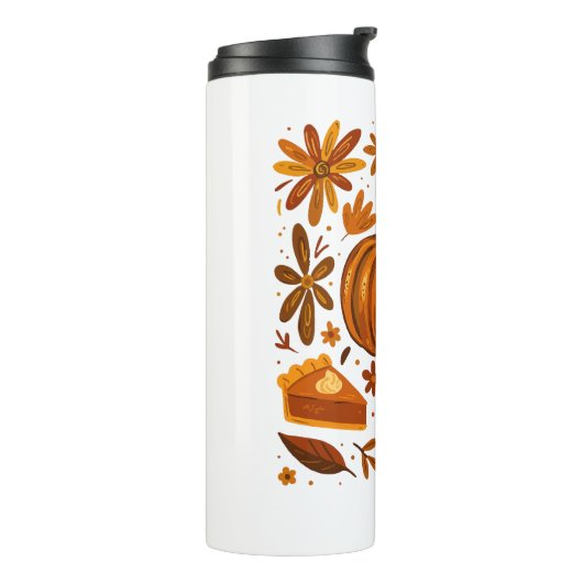 Glitzer Fall Floral Pumpkin Thankgiving Thermosbecher (Nach links gedreht)
