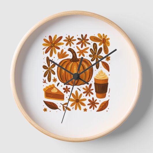 Glitzer Fall Floral Pumpkin Thankgiving Uhr (Vorderseite)