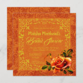 Glitzer & Fall Rose Golden Brown Brautparty Einladung (Vorne/Hinten)