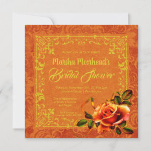 Glitzer & Fall Rose Golden Brown Brautparty Einladung