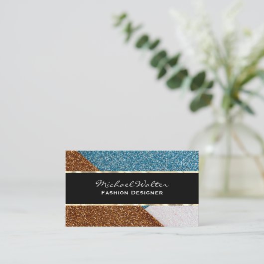Glitzer-Farbblock Visitenkarte (Stehend Vorderseite)
