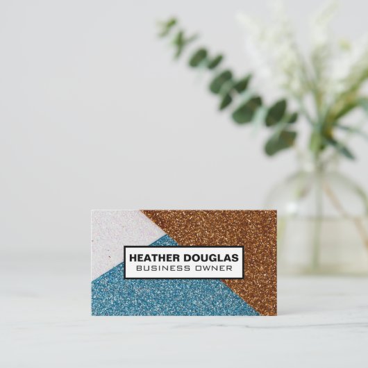 Glitzer-Farbblock Visitenkarte (Stehend Vorderseite)