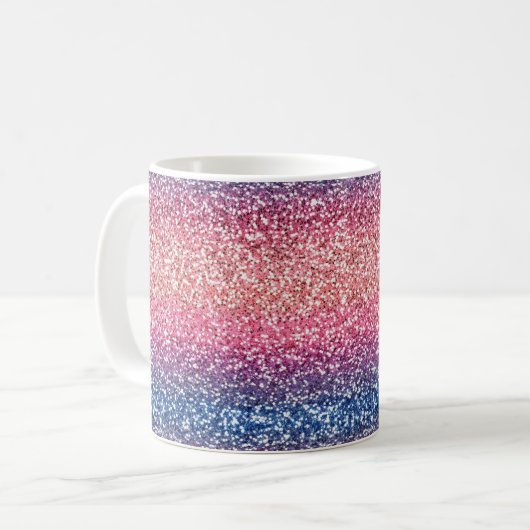 Glitzer Farbe Rosa Blau Ombre Kaffeetasse (Vorderseite Links)