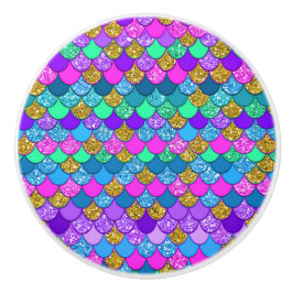 Glitzer Farbenfrohe, mehrfarbige Meerjungenskala Keramikknauf