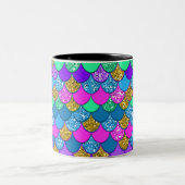 Glitzer Farbenfrohe, mehrfarbige Meerjungenskala Zweifarbige Tasse (Mittel)