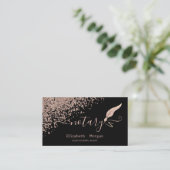 Glitzer Feather Notary Rose Gold Diamond Visitenkarte (Stehend Vorderseite)