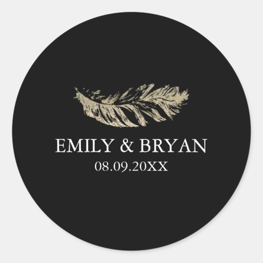 Glitzer Feather Wedding Sticker (Vorderseite)