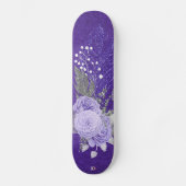 Glitzer Feathers und Lila Rose D-Markenbezeichnung Skateboard (Vorderseite)