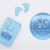 Glitzer Feet Baby Dusche Gefallen Danke Blue Boy Runder Aufkleber