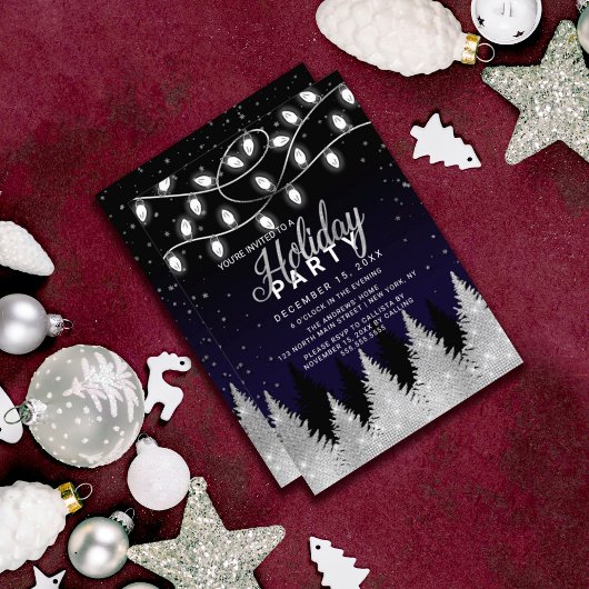 Glitzer-Feiertag mit weißer Lichter Einladung