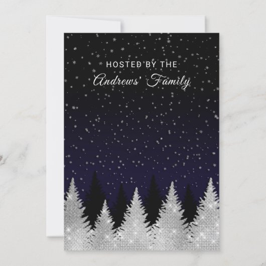 Glitzer-Feiertag mit weißer Lichter Einladung (Rückseite)