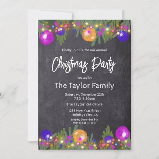 Glitzer Festliche Weihnachtsfeier Abendessen Party Einladung (Vorderseite)