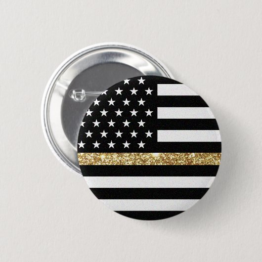 Glitzer-Flag der dünnen Goldlinie Button (Vorne & Hinten)