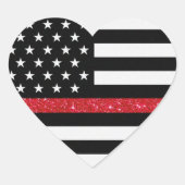 Glitzer-Flag der dünnen roten Linie Herz-Aufkleber (Vorderseite)