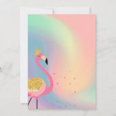 Glitzer Flamingo, Pastel farbenfroh holografisch Einladung (Rückseite)