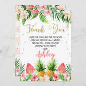 Glitzer Floral Hawaiian Geburtstag Dankeschön Kart Einladung (Vorne/Hinten)