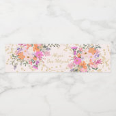 Glitzer florale Aquarellbas mitzvah Wasserflaschenetikett (Einzelnes Label)