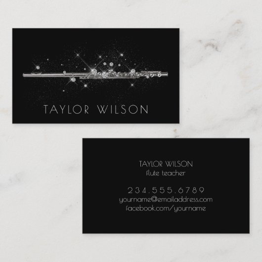 Glitzer Flöte Visitenkarte (Vorne/Hinten)