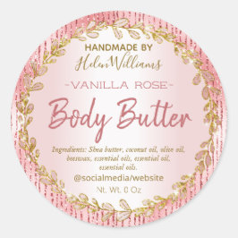 Glitzer Foil Lines Rose Gold Body Butter Labels Runder Aufkleber