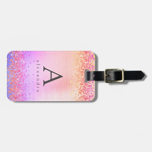 Glitzer Foil Monogramm Gepäckanhänger (Vorderseite horizontal)