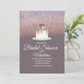 Glitzer Foil Wedding Cake 1 Tier Brautparty Einladung (Stehend Vorderseite)