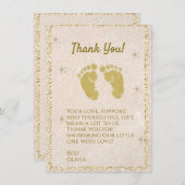 Glitzer Footprint Baby Boy Danke Karte (Vorne/Hinten)