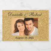 Glitzer Foto Hochzeit Mini Sparklassi Schaumweinetikett (Einzelnes Label)