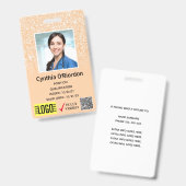 Glitzer Foto ID QR Strichcode Abzeichen Ausweis (Vorder- & Rückseite)