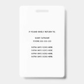 Glitzer Foto ID QR Strichcode Abzeichen Ausweis (Rückseite)