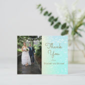 Glitzer Foto Moderne Lichter Hochzeit Vielen Dank Postkarte (Stehend Vorderseite)
