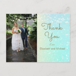 Glitzer Foto Moderne Lichter Hochzeit Vielen Dank Postkarte