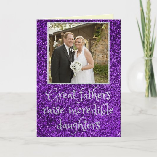 Glitzer-Fotokarte des Tochter-Vaters Karte (Vorderseite)