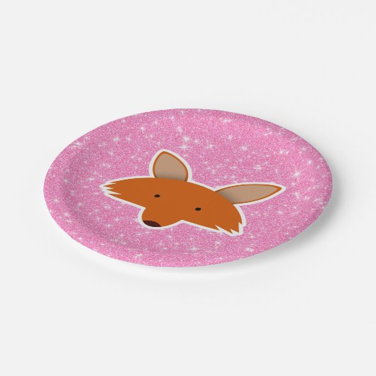 Glitzer Fox Pappteller (Schrägansicht)