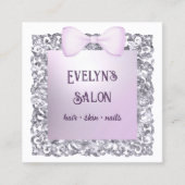 Glitzer Frame Lilac Bow Business Card Quadratische Visitenkarte (Vorderseite)
