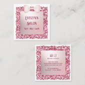Glitzer Frame Pink Bow Business Card Quadratische Visitenkarte (Vorne/Hinten)