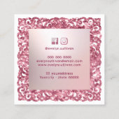 Glitzer Frame Pink Bow Business Card Quadratische Visitenkarte (Rückseite)