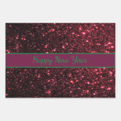 Glitzer Frohes neues Jahr Glitzer Text dreiteilig Geschenkpapier Set (Vorderseite)