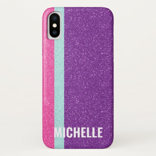 Glitzer Fuchsia Aqua Lila| Girly Lady Boss Case-Mate iPhone Hülle (Rückseite)