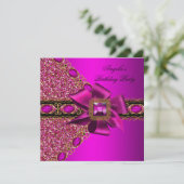 Glitzer Fuchsia Pink Jewel Geburtstagsparty Einladung (Stehend Vorderseite)