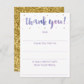 Glitzer füllen Sie die unbedruckte Lila Vielen Dan Mitteilungskarte (Vorne/Hinten)