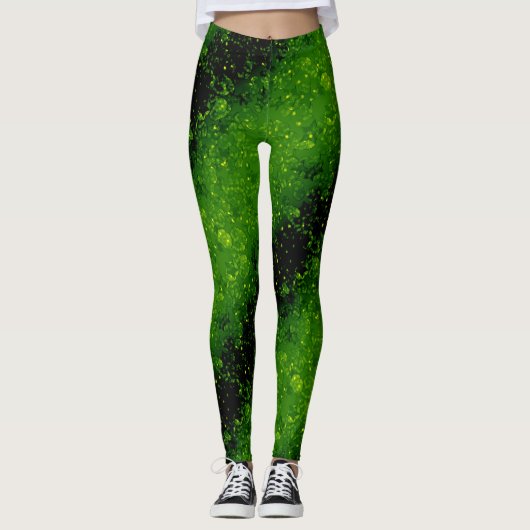 Glitzer funkeln nahtlos Konfetti grün leuchten dun Leggings (Vorderseite)