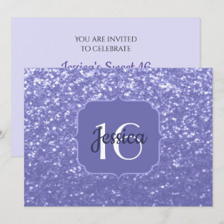 Glitzer-Funkeln Sweet 16 Monogramm Einladung