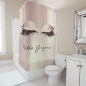 Glitzer Funkelnd Hallo Schöne Blush Pink Augen Duschvorhang (Beispiel)
