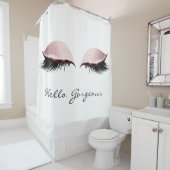 Glitzer Funkelnd Hallo wunderschöne weiße rosa Aug Duschvorhang (Beispiel)