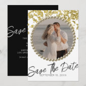 Glitzer Funkelnd Hochzeit Foto Save the Date Einladung (Vorne/Hinten)