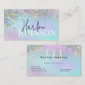 Glitzer Funkelnd Iridescent Foil Signature Monogra Visitenkarte (Vorne/Hinten)