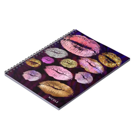 Glitzer Funkelnd Kiss Lips Beauty Makeup Trendy Notizblock (Linke Seite)