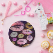 Glitzer Funkelnd Kiss Lips Schönheit Makeup Party Pappteller (Party)