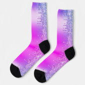 Glitzer Funkelnd Lila rosa Neonsocken Socken (Linkes Detail)